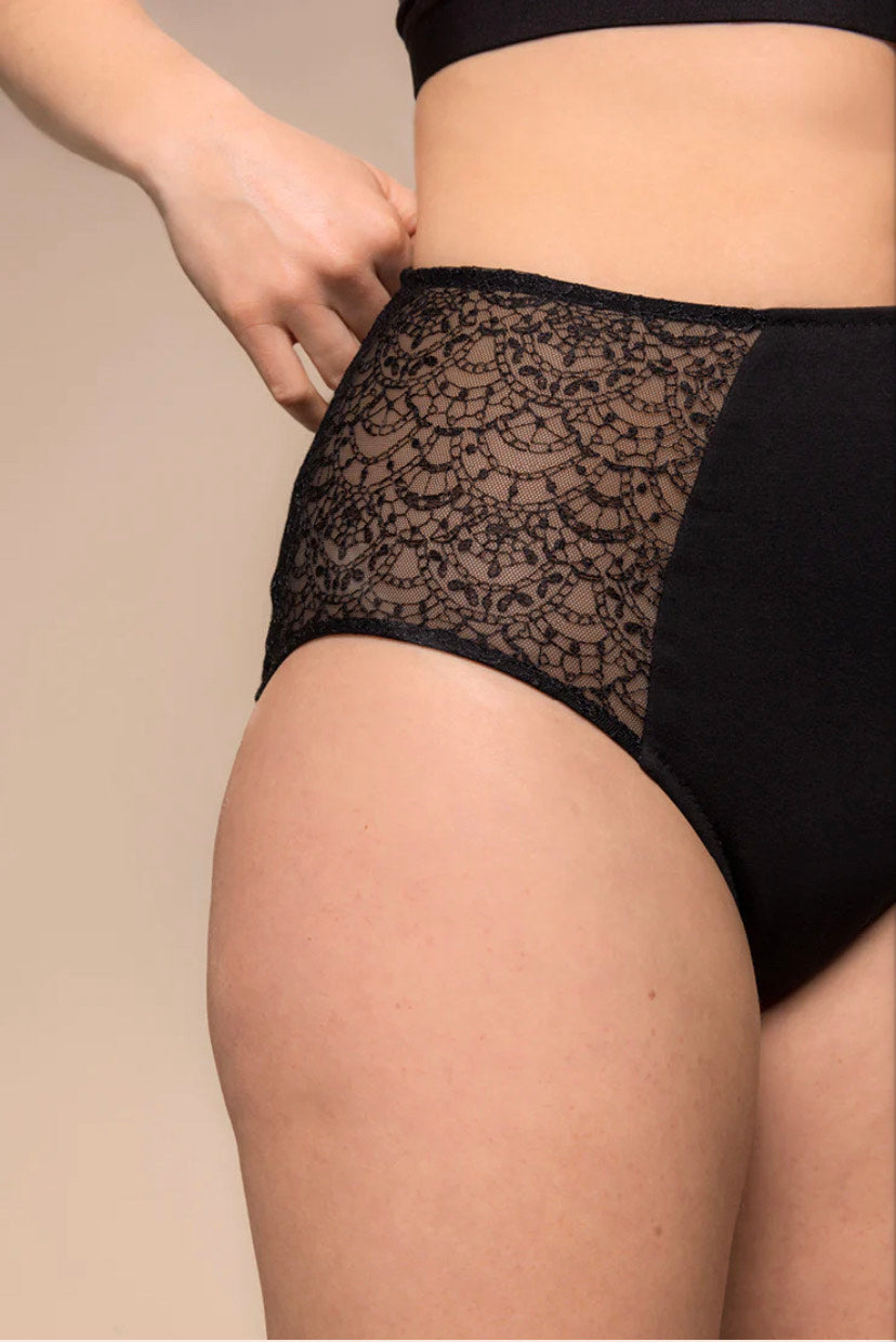 Pourprées-Culotte Menstruelle Made in France-Taille Haute Coton-Cattleya