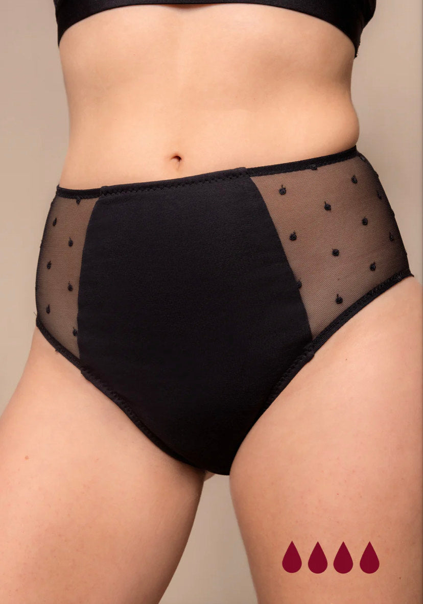Pourprées - Culotte Menstruelle Made In France -Taille haute Coton-Dahlia